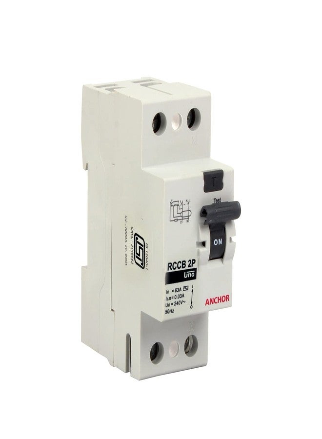 Anchor by Panasonic 98210 Uno Series 63 Ampere Dual Pole 30Ma RCCB, (Polycorbonate, White) - Image 3